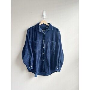 Vintage Navy Blue Cotton Corduroy Shacket Size Medium